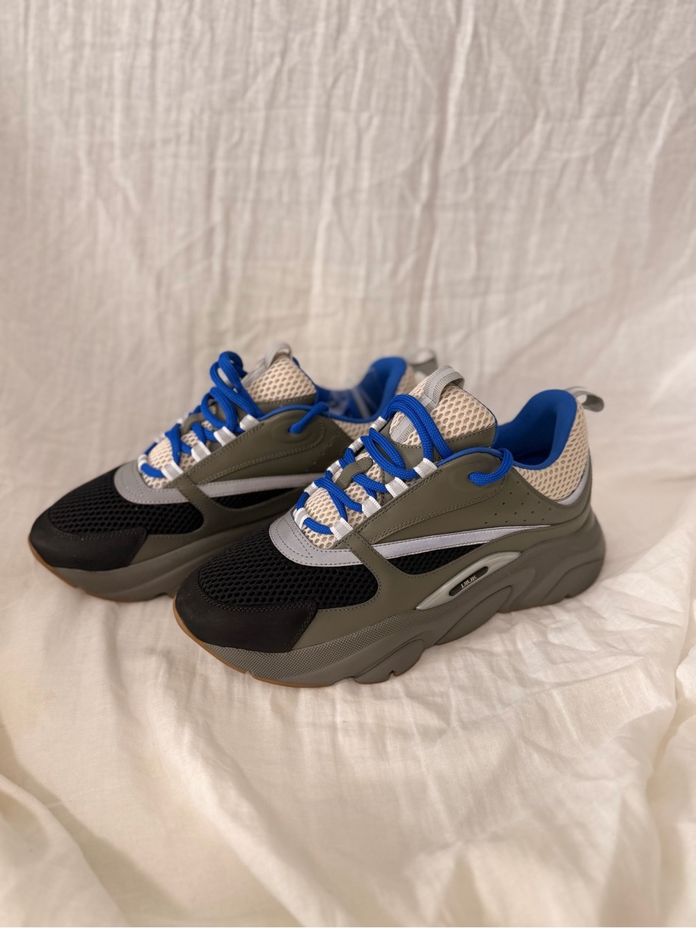 Dior B22 Low Top Mesh Gray Blue Black Colorblock Lace Up Athletic Sneakers Men - Picture 2 of 8